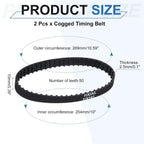 PATIKIL 2pcs 100XL Rubber Timing Belt 50 Teeth 10mm Width 5.08mm Pitch Synchronous Closed Loop Geared Drive Belt Black for Industrial