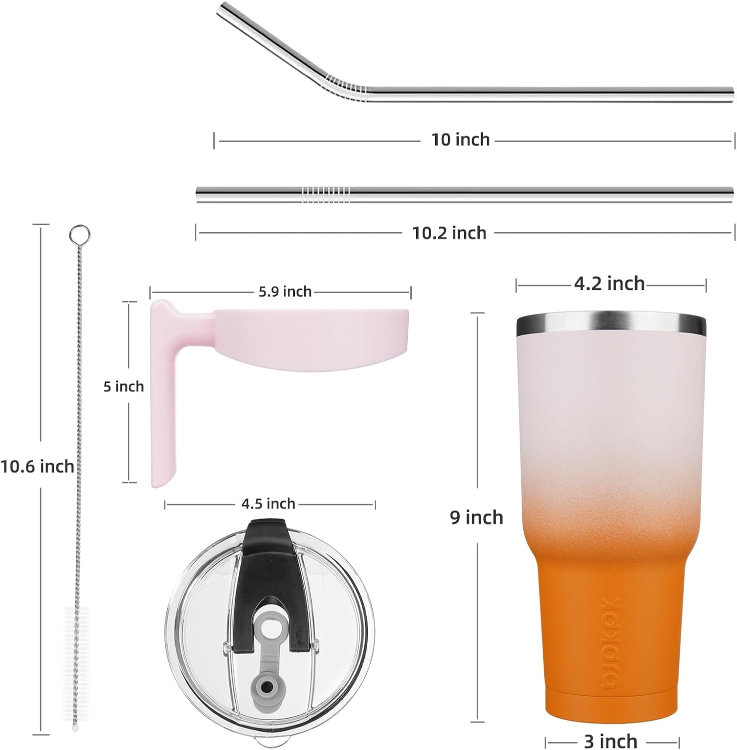 40 oz Tumbler with Handle & Straw, Insulated Stainless Steel Mug | Double Wall Vacuum, Keeps Hot/Cold, Thermal Cup