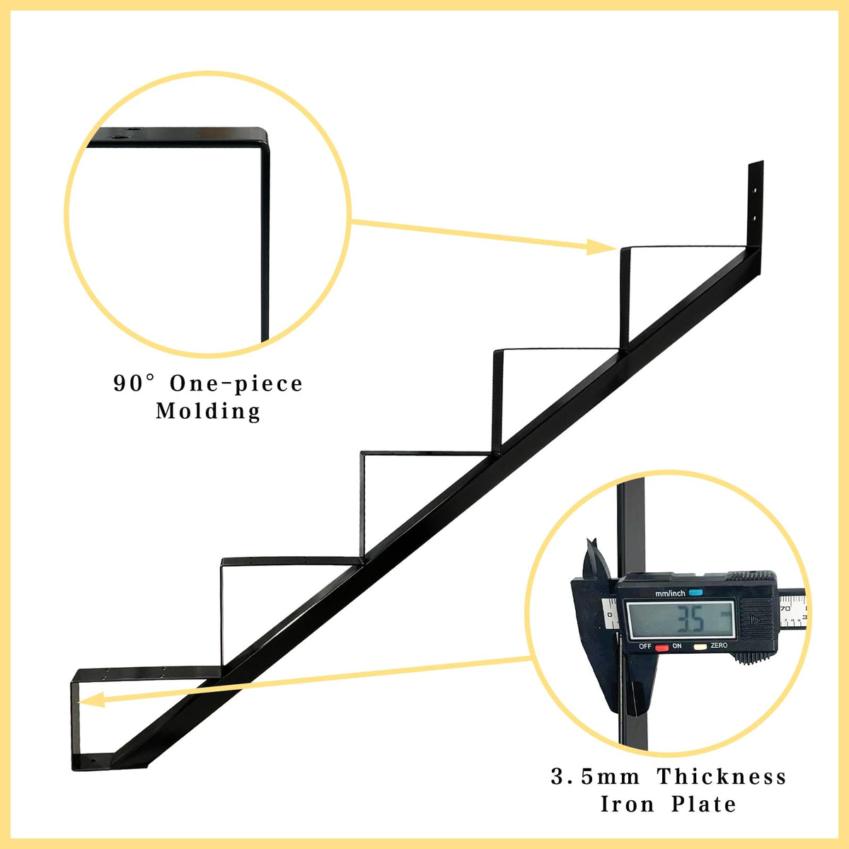 5 Step Metal Stair Step Steel Riser Stringers for 34.7" Height Deck, 3Packs