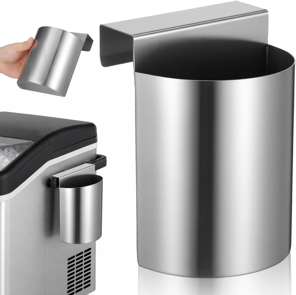 Ice Scoop Holder, Stainless Steel Ice Scoop and Holder Hanging Organizer for Fridge Shelf, Freezer, Pantry