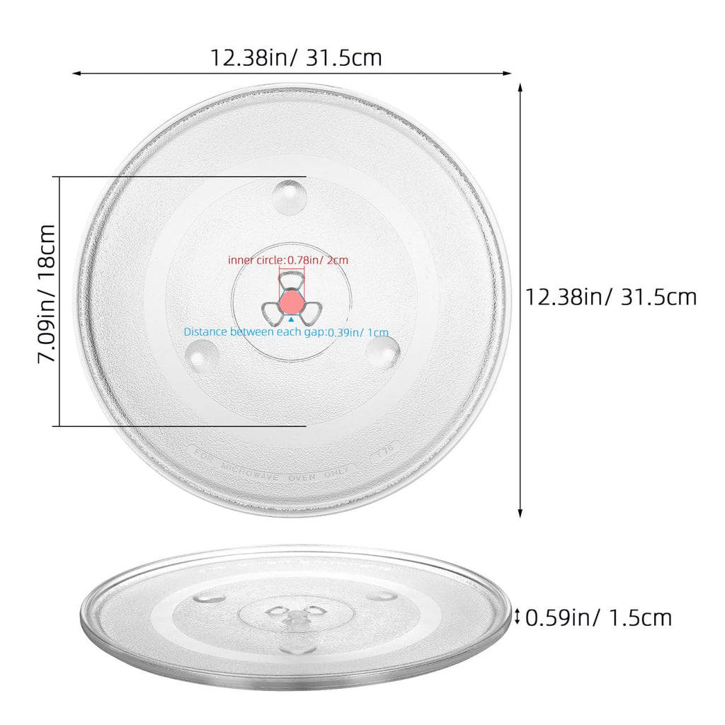 PRETYZOOM Microwave Glass Turntable Tray Plate Replacement 12.4 Inch