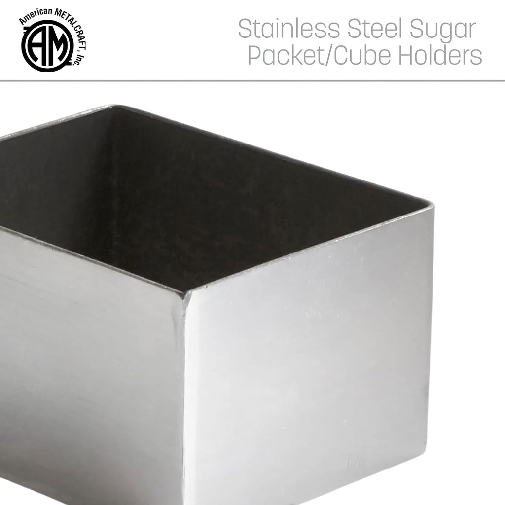 SSPH4 Stainless Steel Rectangular Sugar Packet Holder, 2.75" L x 3.25" W, Satin Finish , Silver