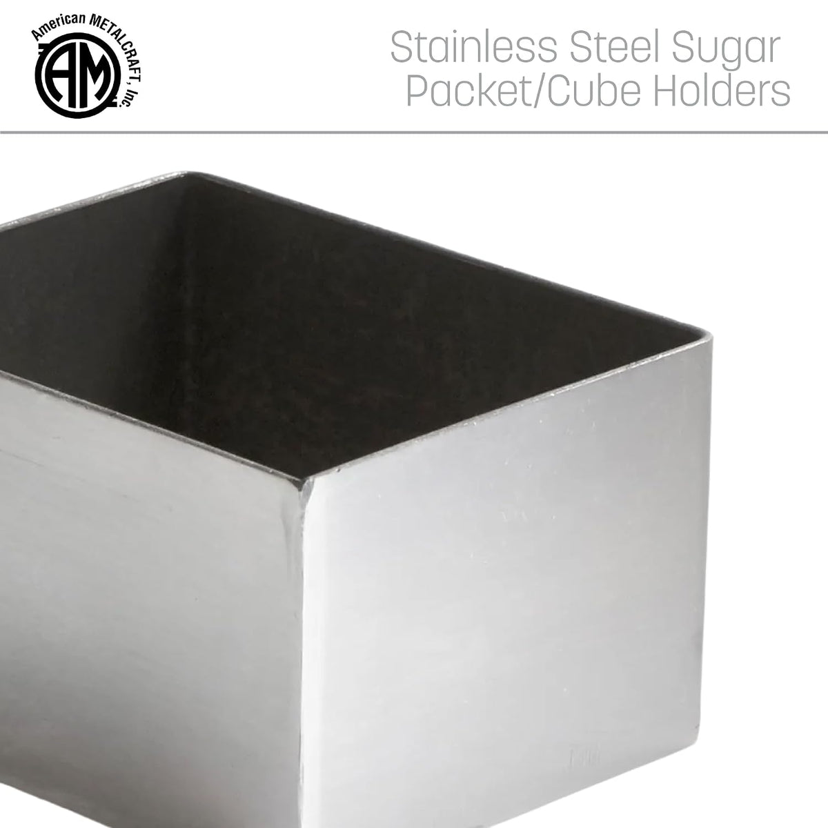 SSPH4 Stainless Steel Rectangular Sugar Packet Holder, 2.75" L x 3.25" W, Satin Finish , Silver