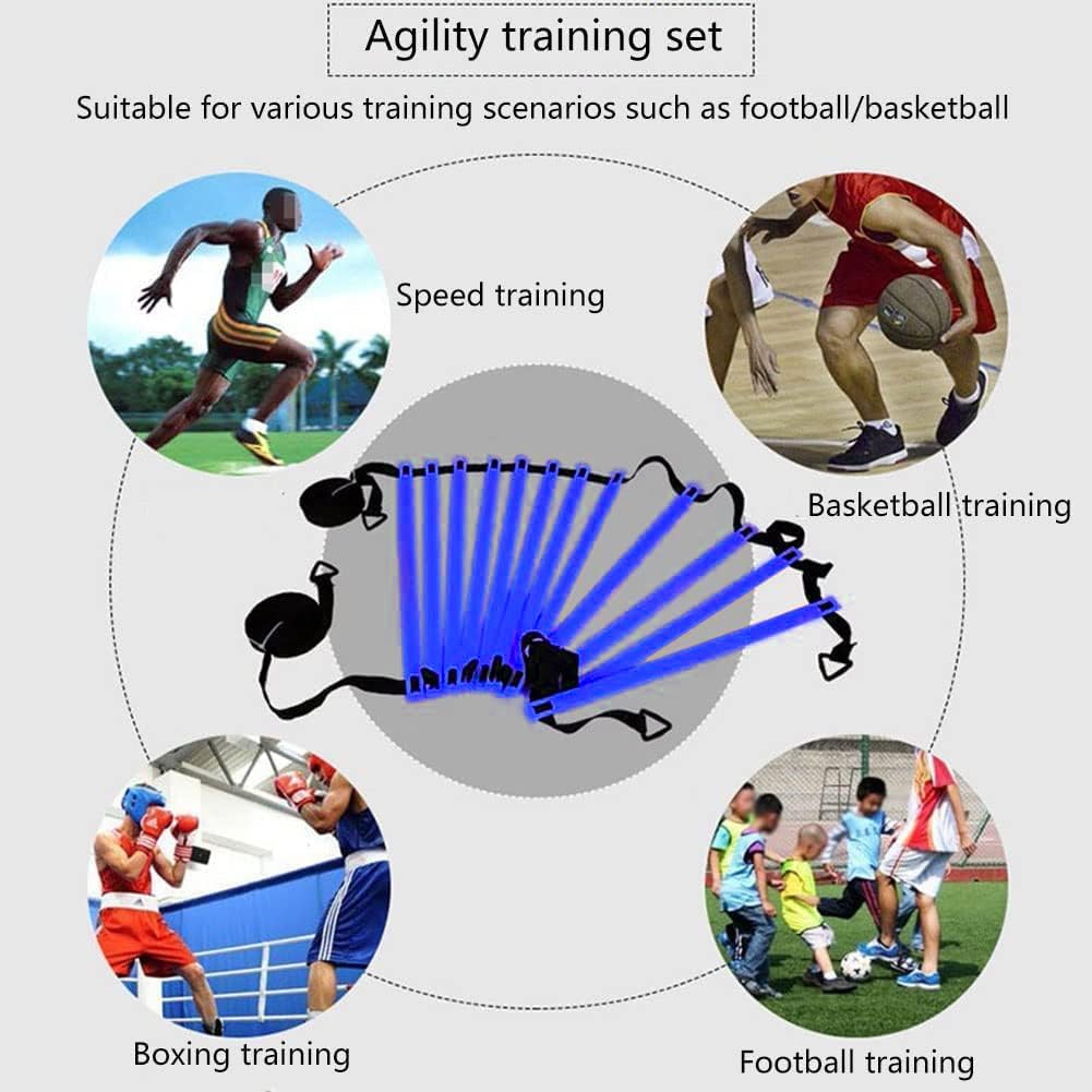 Football Training Equipment | Speed Agility Training Set, Including 1 Agility Ladder, 4 Steel Piles,12 Disc Cones,1