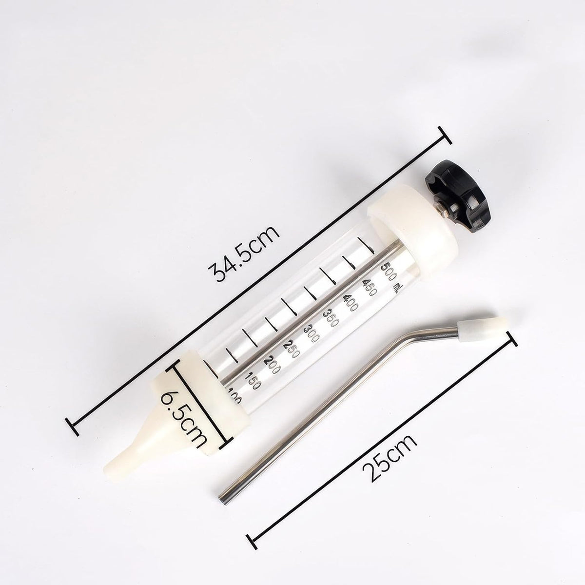 Veterinary Feeding Gun, 500ml Large Capacity Livestock Medicine Dispenser, 13.6-inch Metal Drench Gun