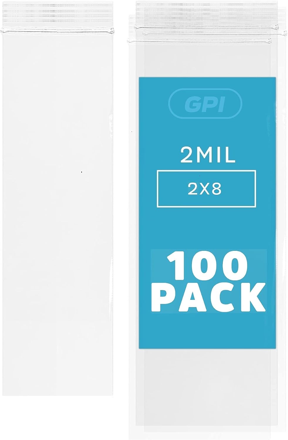 2"x8" Zip Bags, 100 Pack, 2 Mil, Reclosable for Incense, GPI
