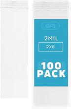 2"x8" Zip Bags, 100 Pack, 2 Mil, Reclosable for Incense, GPI