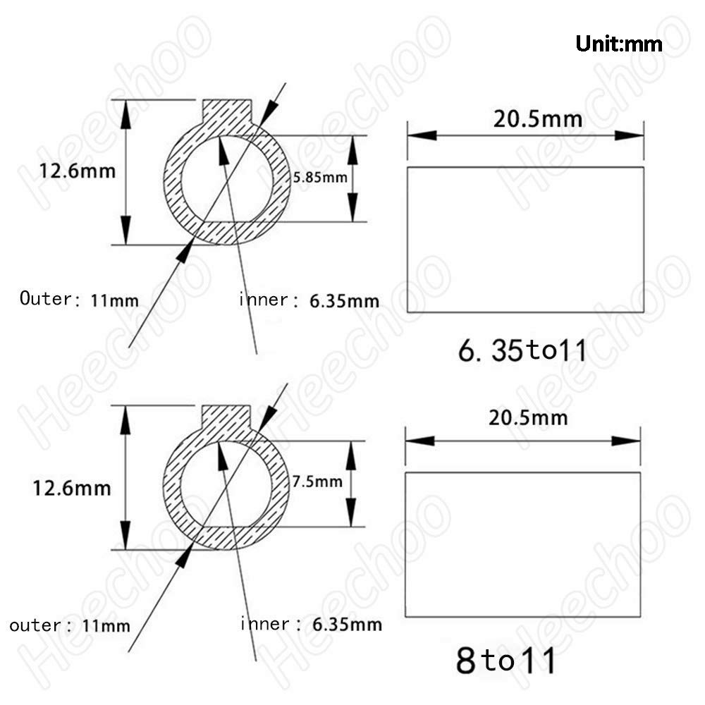 Shaft Sleeve 1/4Inch(6.35mm) Shaft Motor to 11mm Bore Adapter for RV030 Worm Gear Speed Reduce