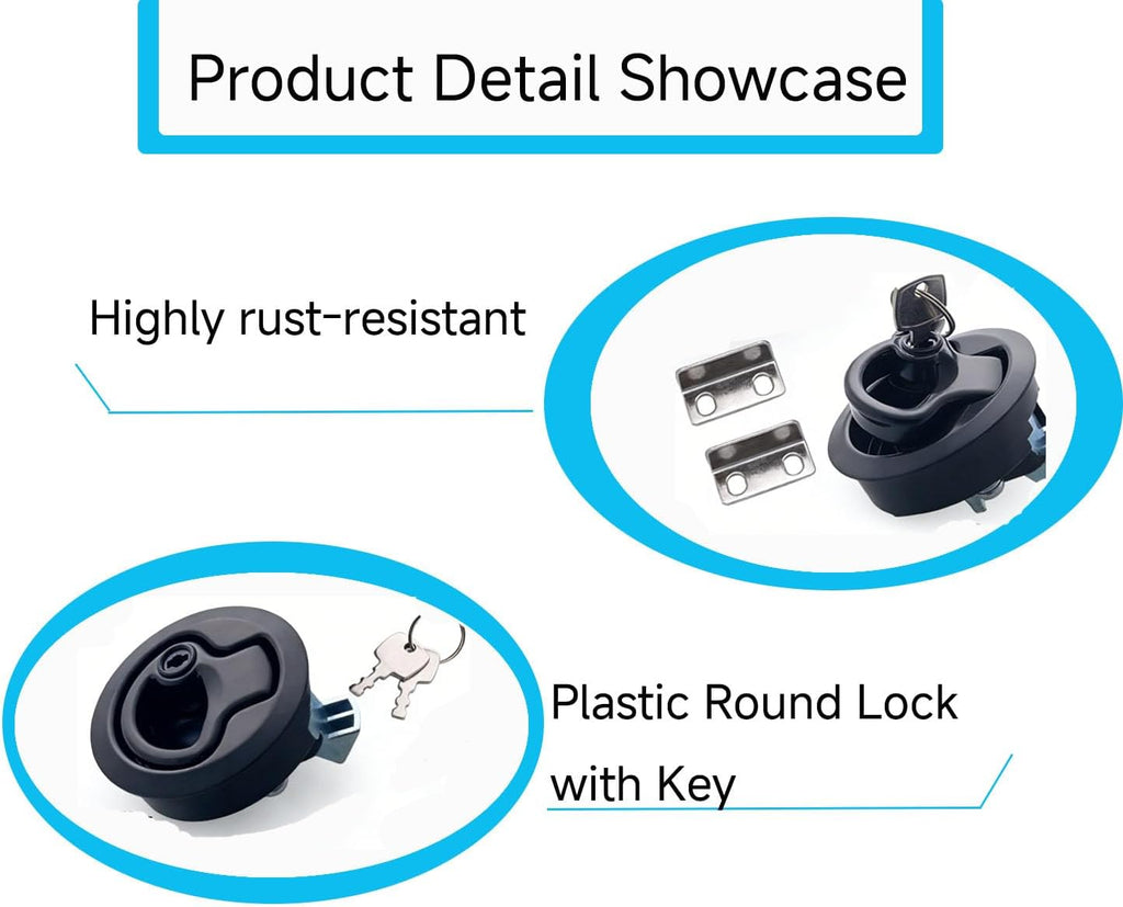 4Pack 2" Boat Flush Pull Hatch Latch, Stainless Steel Slam Latch Lock for RV Trailer Door Locks (Black)