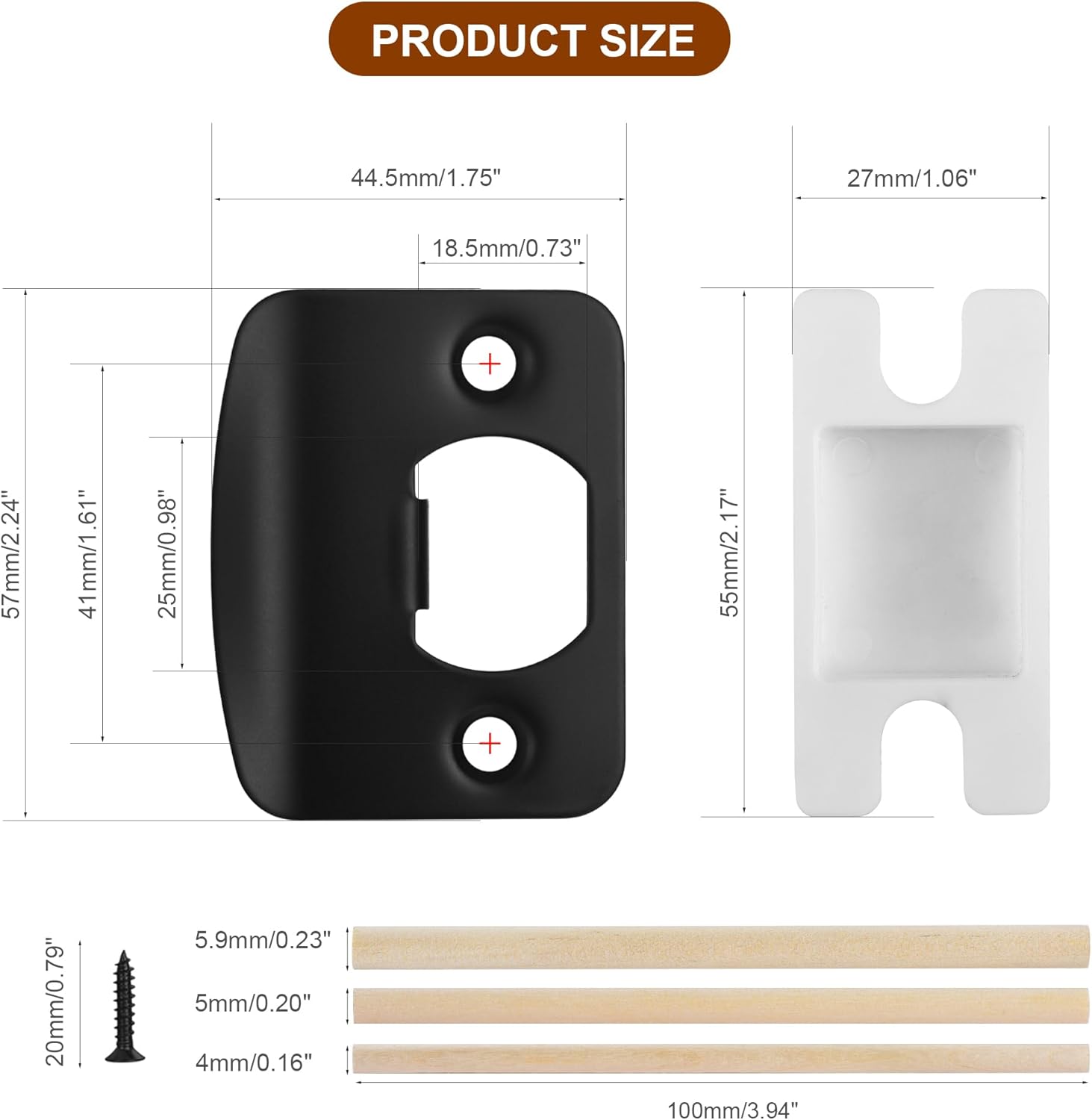 Door Strike Plate for Interior Doors, Matte Black, 1 Pack | 2-1/4"x1-3/4" Security Reinforcement Door Lock