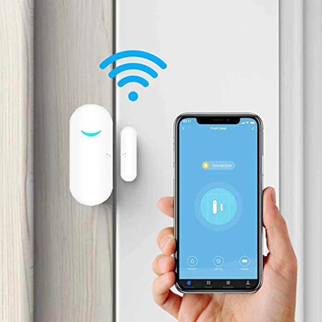 4-Pack Smart Door/Window Sensor: WiFi Alarm, Wireless Alerts, Compatible with Alexa/Google Assistant