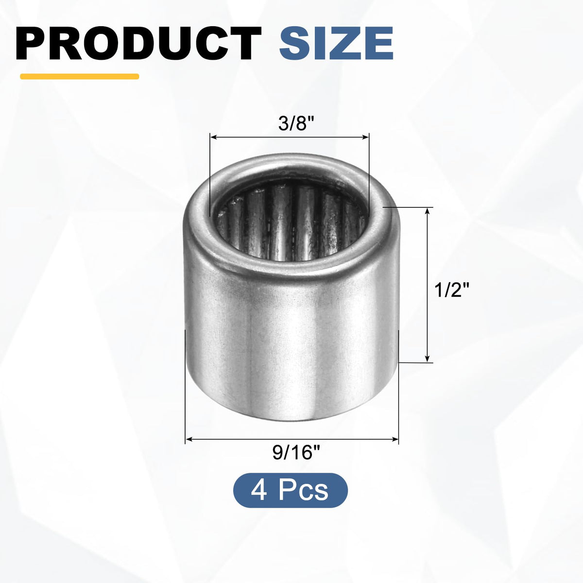 uxcell 4 Pcs B68 Needle Roller Bearings, 3/8" Bore 9/16" OD 1/2" W