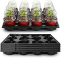 4 Inch 60 Pack Nursery Pots with Humidity Domes & 5 Pack 12 Cell Round Seedling Pot Carrying Trays, Sturdy Seeds