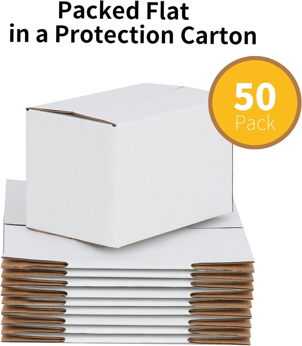 6x4x4 inches Shipping Boxes 50 Pack, Kraft Corrugated Small Cardboard Boxes for Mailing Packing, White