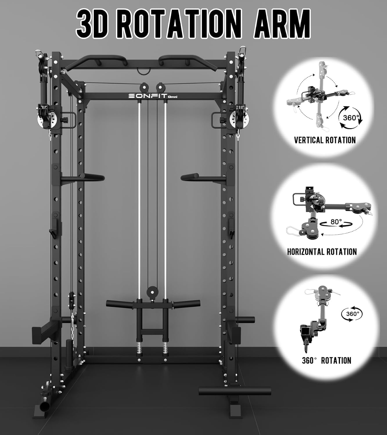 Eonfit E2 Power Rack, Squat Rack with Cable Crossover for Home Gym | Power cage with Pivot Arms Functional Trainer