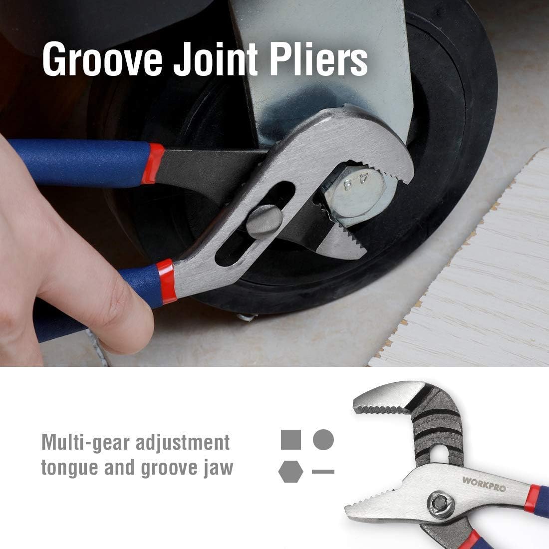 Large Pliers & Wrench Set 6-Piece (10" Water Pump, 10" Slip Joint, 8" Long Nose, 8" Linesman, 6" Diagonal, 8"
