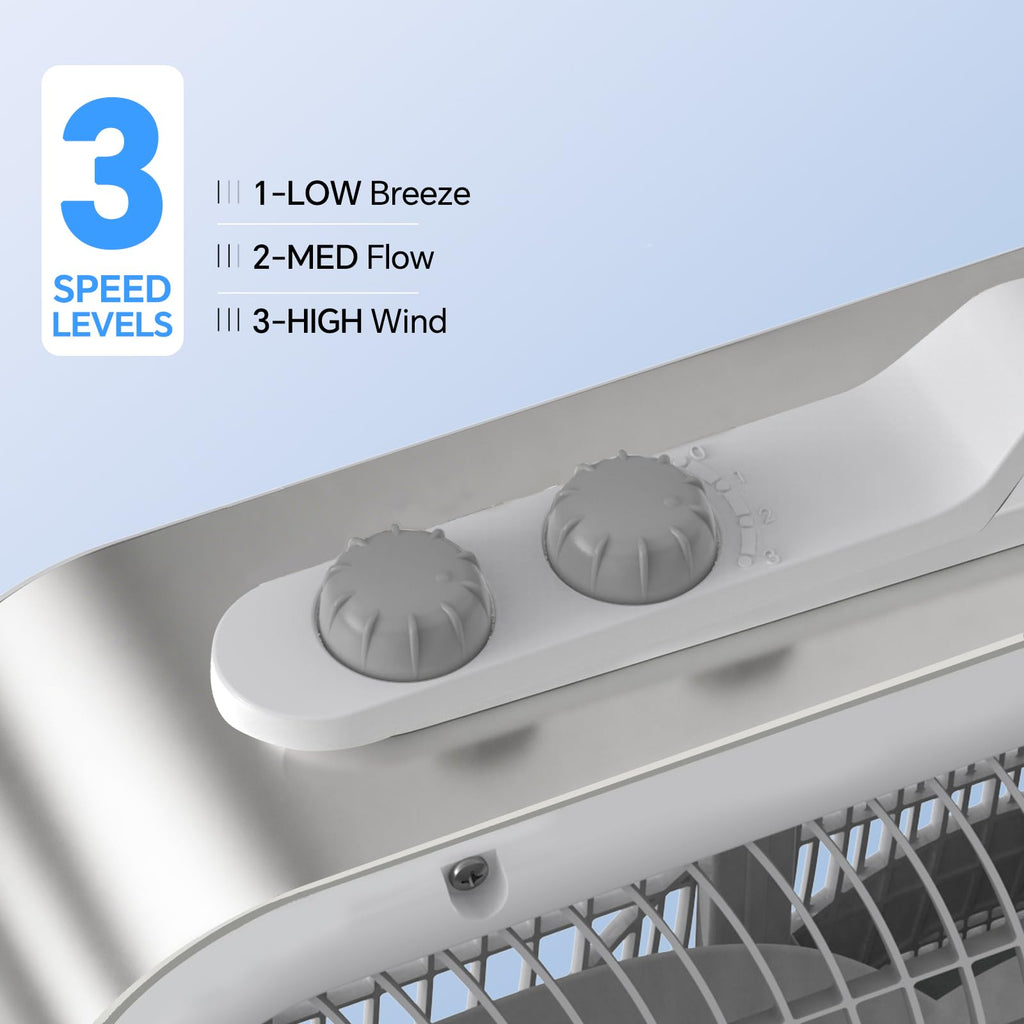 20" Box Fan with Thermostat, Powerful Airflow