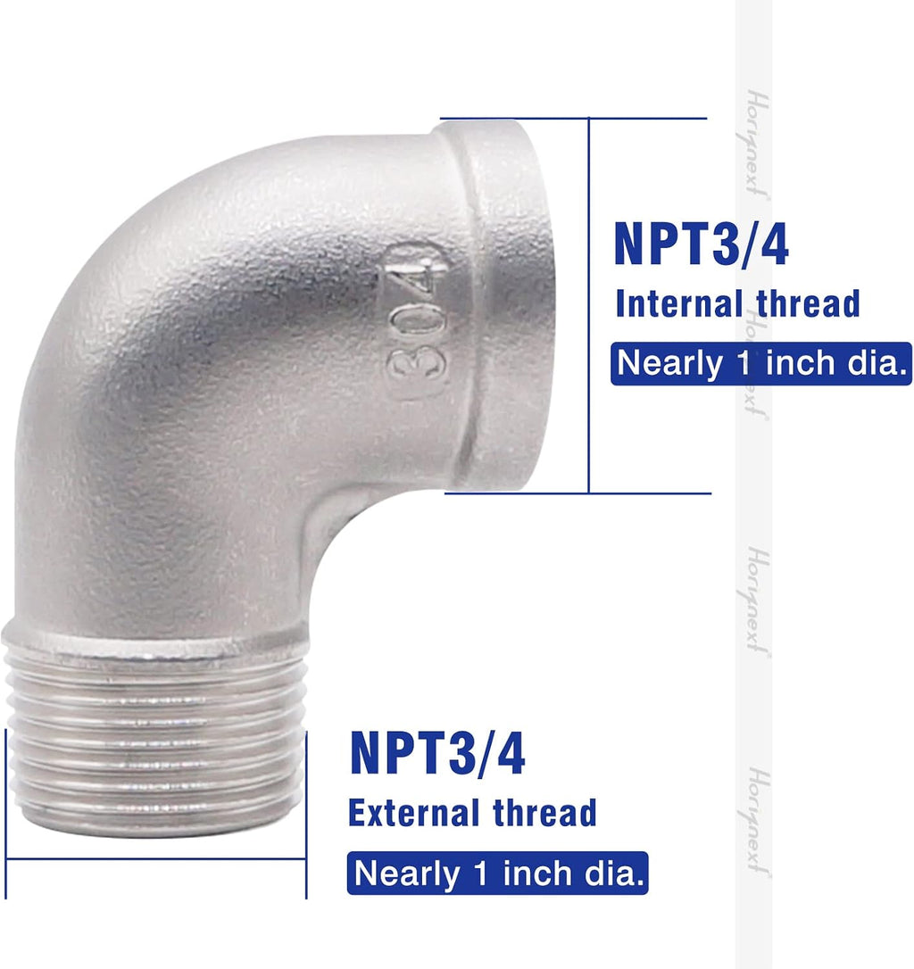 3/4'' NPT Stainless Steel Elbow Fitting, 90 Degree Street Elbow