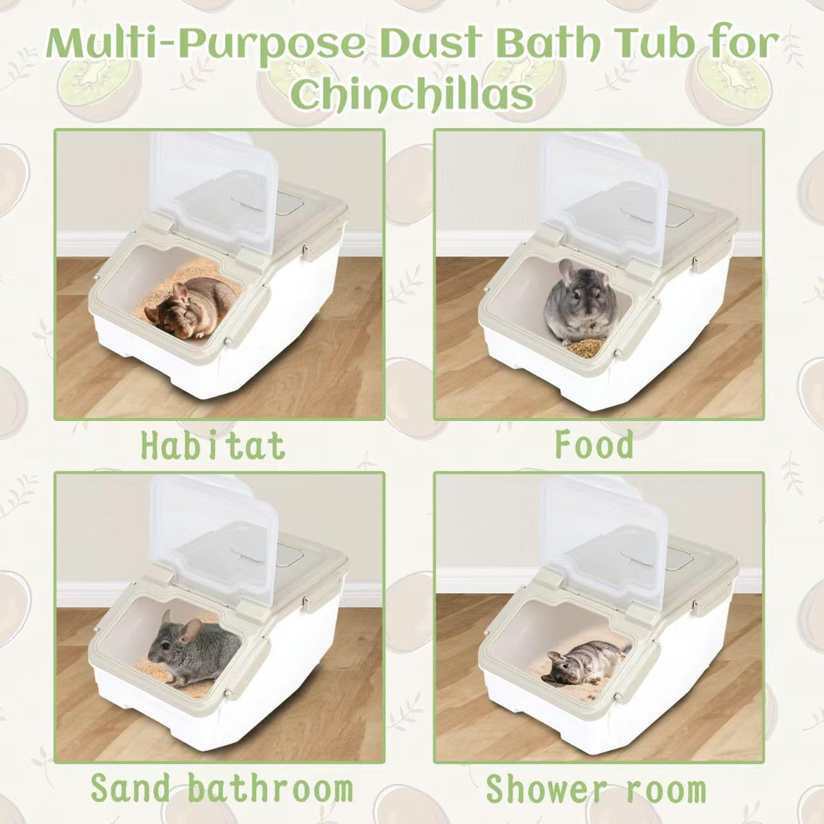 Chinchilla Dust Bath Container Kit, Extra Large Plastic Bath House