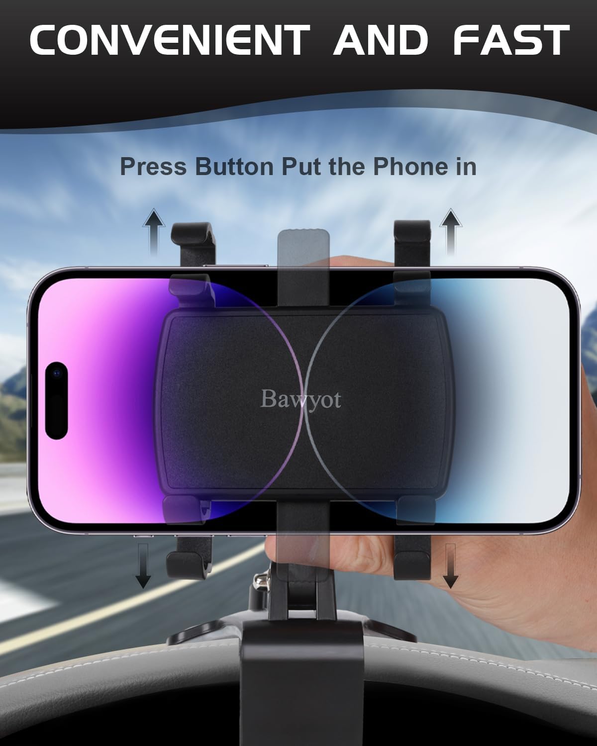 Car Phone Holder Dashboard Phone Mount 360 Degree Rotation Multifunctional Clip Design Car Universal Phone Mount