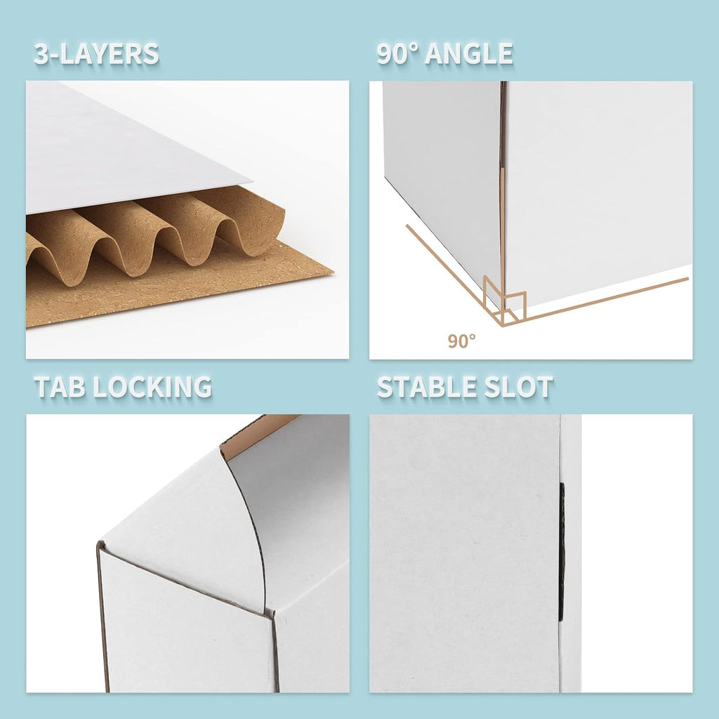 50 Pack 7x5x4 Shipping Boxes for Small Business Packing, White Corrugated Cardboard Mailer Boxes for Shipping Mailing