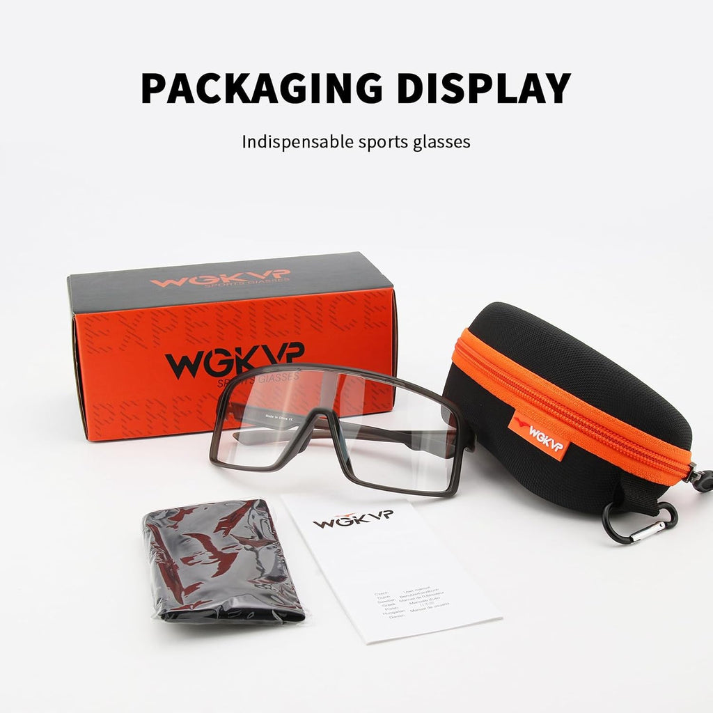 Photochromic Cycling Glasses Men Sports Sunglasses Women for Running Bike Golf Bicycle, UV400 Protection