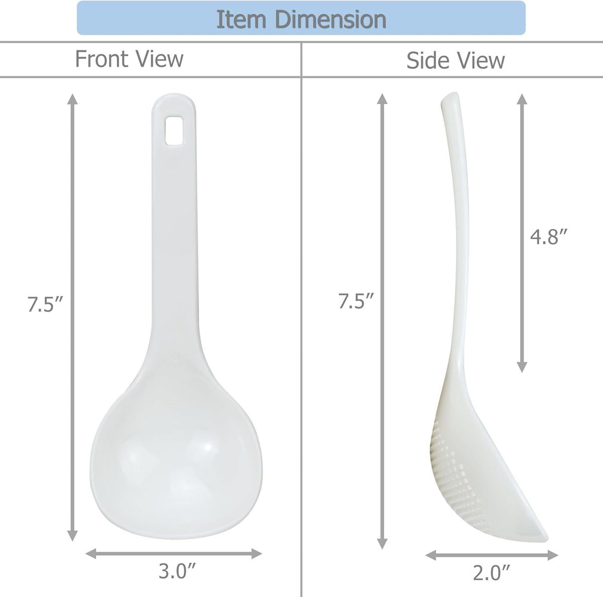 2 Pack Plastic Soup Ladle Serving Spoon, 7.5 inch Long | For Serving, Cooking, Mixing Gravy Stews Noodles Rice Soup