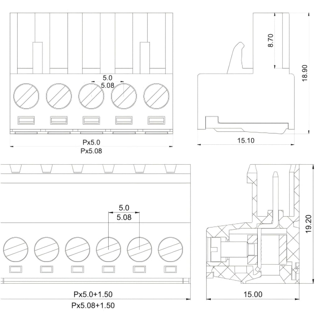 17pcs 5.08mm PCB Pluggable Screw Terminal Block Connector Kit 2/3/4 Pin