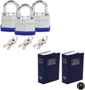 Security Bundle: 3-Pcs 40MM Keyed-Alike Outdoor Padlock (Reinforced Laminated Steel, Uncuttable Shackle, 6 Same Keys)