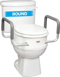 3.5 Inch Raised Toilet Seat with Arms, Round Toilet Seat Riser, 300 lbs Capacity, Elevating and Raising Seat for