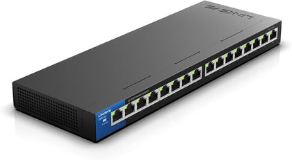LGS116P 16 Port Gigabit Unmanaged Network PoE Switch with 8 PoE+ Ports @ 80W - Ideal for Business, Home, Office, IP