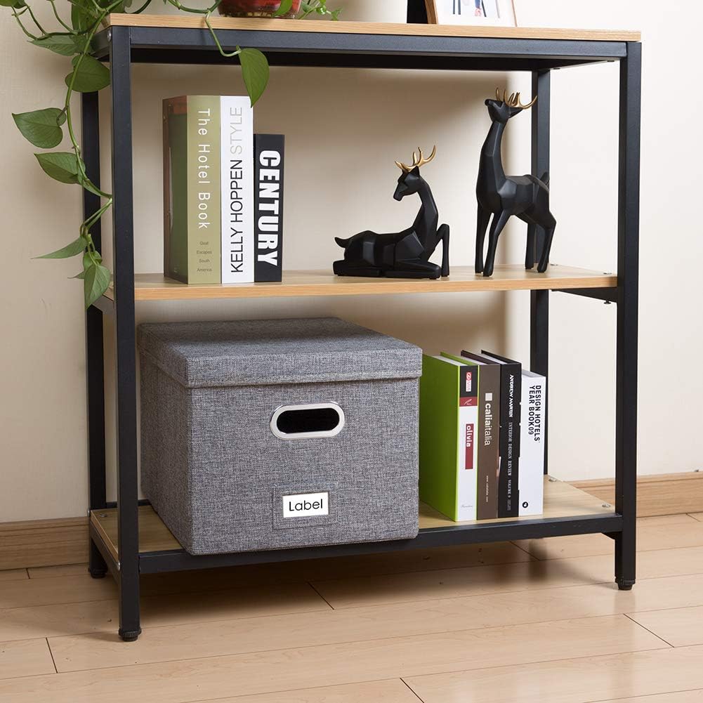 File Organizer Box - Set of 1 Collapsible Decorative Linen Filing Storage Hanging File Folders with Lids Office