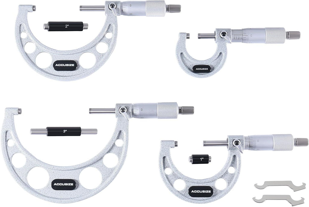 Accusize Outside Micrometer Set, 0-4in x 0.0001in, 4Pc, EG00-0904