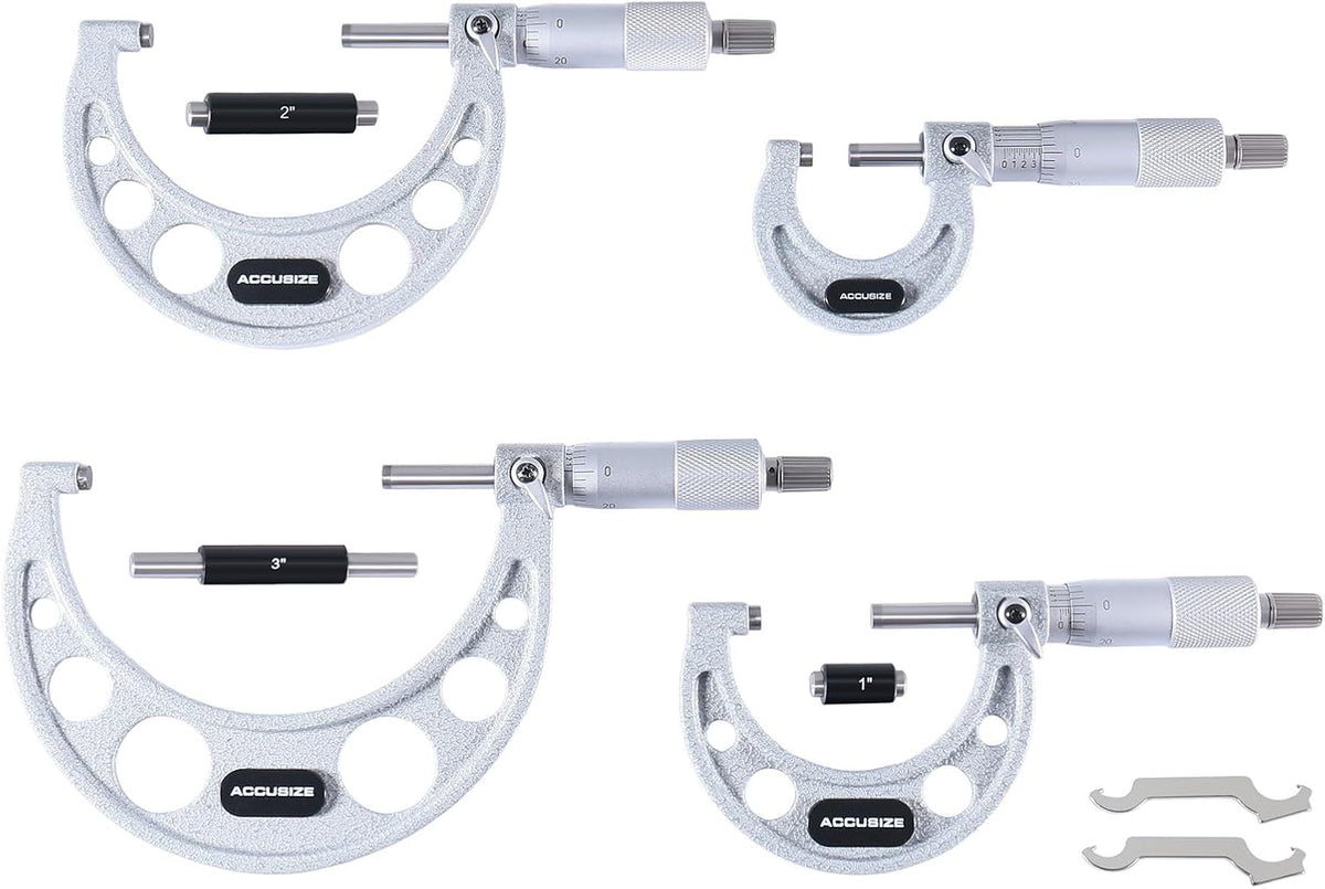 Accusize Outside Micrometer Set, 0-4in x 0.0001in, 4Pc, EG00-0904