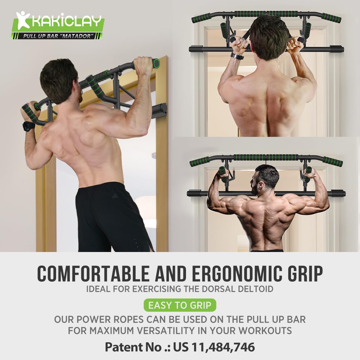 New Upgrade Pull Up Bar for Doorway - Foldable Design & Space-Saving, Upto 440 Lbs Capacity, No Screwing or Slipping