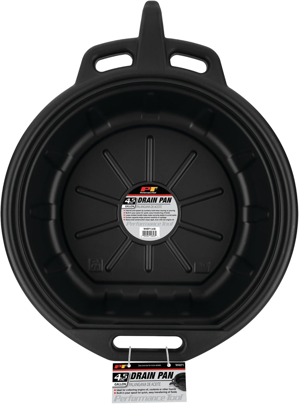 Performance Tool W4071 4.5 Gallon Black Oil Drain Pan