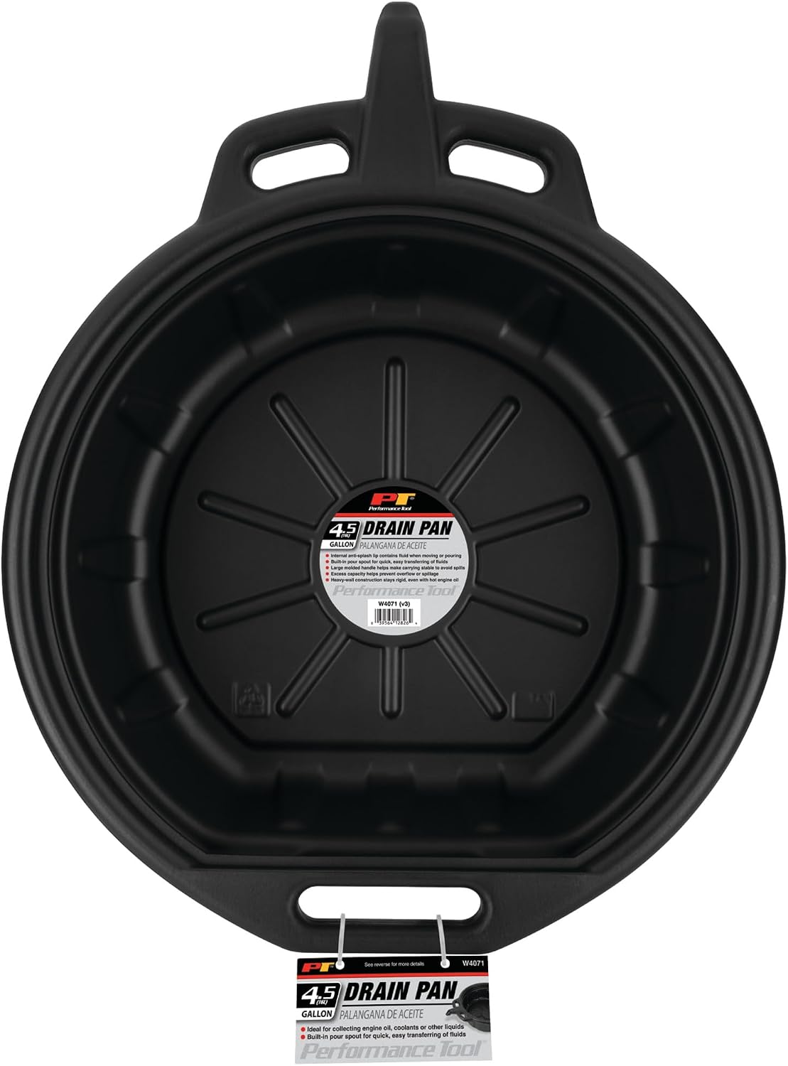 Performance Tool W4071 4.5 Gallon Black Oil Drain Pan