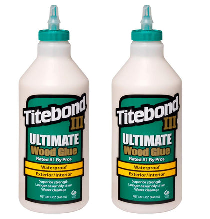 1415 III Ultimate Wood Glue, 32-Ounce Bottle,Tan, 1 Qt (Pack of 2) | ANSI Type I Waterproof Adhesive for Indoor &