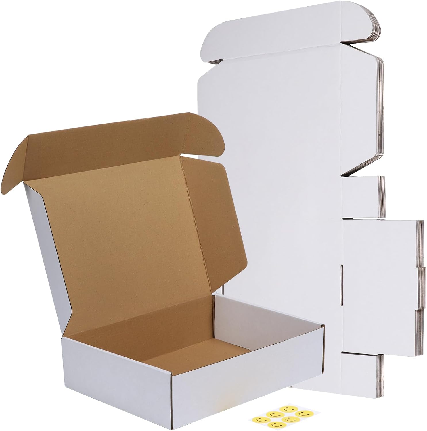 12x9x3 Shipping Boxes Set of 6, White Corrugated Cardboard Box for Packing, Mailing, Business