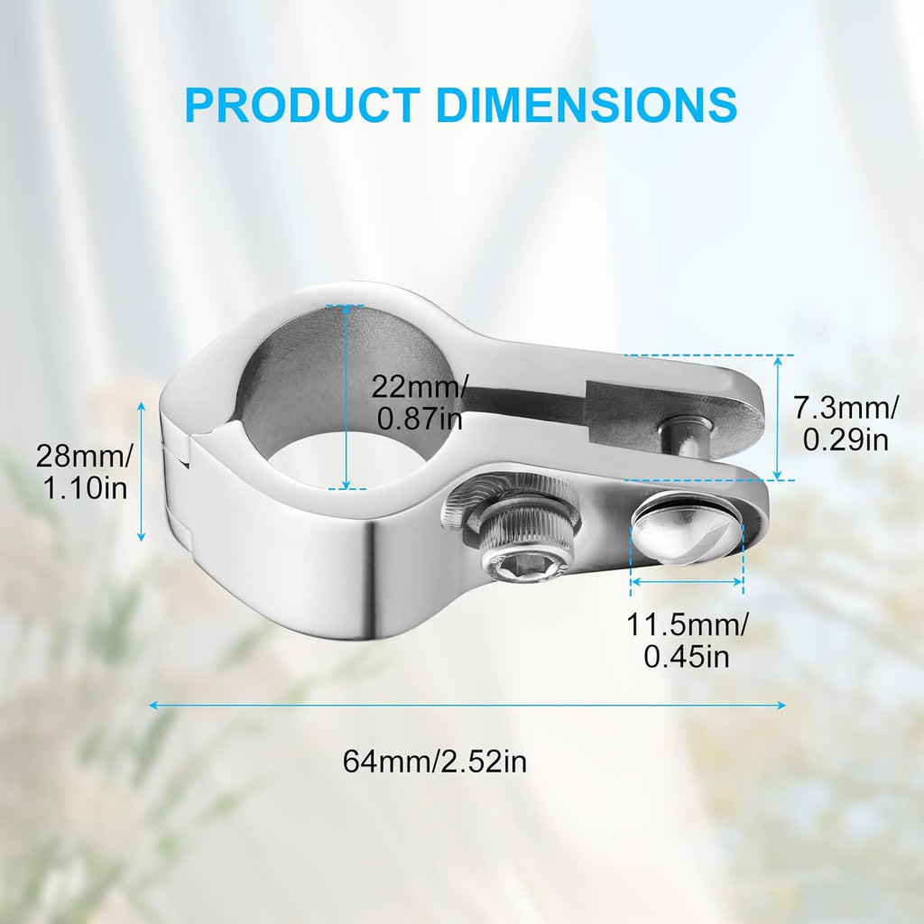 4PCS 316 Stainless Steel Bimini Top Hardware 7/8" (22mm)