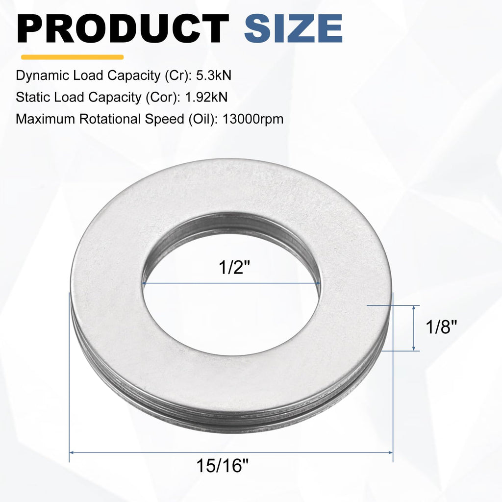 uxcell 10 Sets NTA815 Thrust Needle Roller Bearings with Washers, ID 1/2"