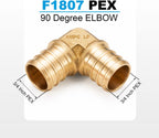 WMAXPFIT(15 Pack) 3/4 Inch PEX 90 Degree Elbow F1807, LF Brass crimp fitting for PEX-b pipe