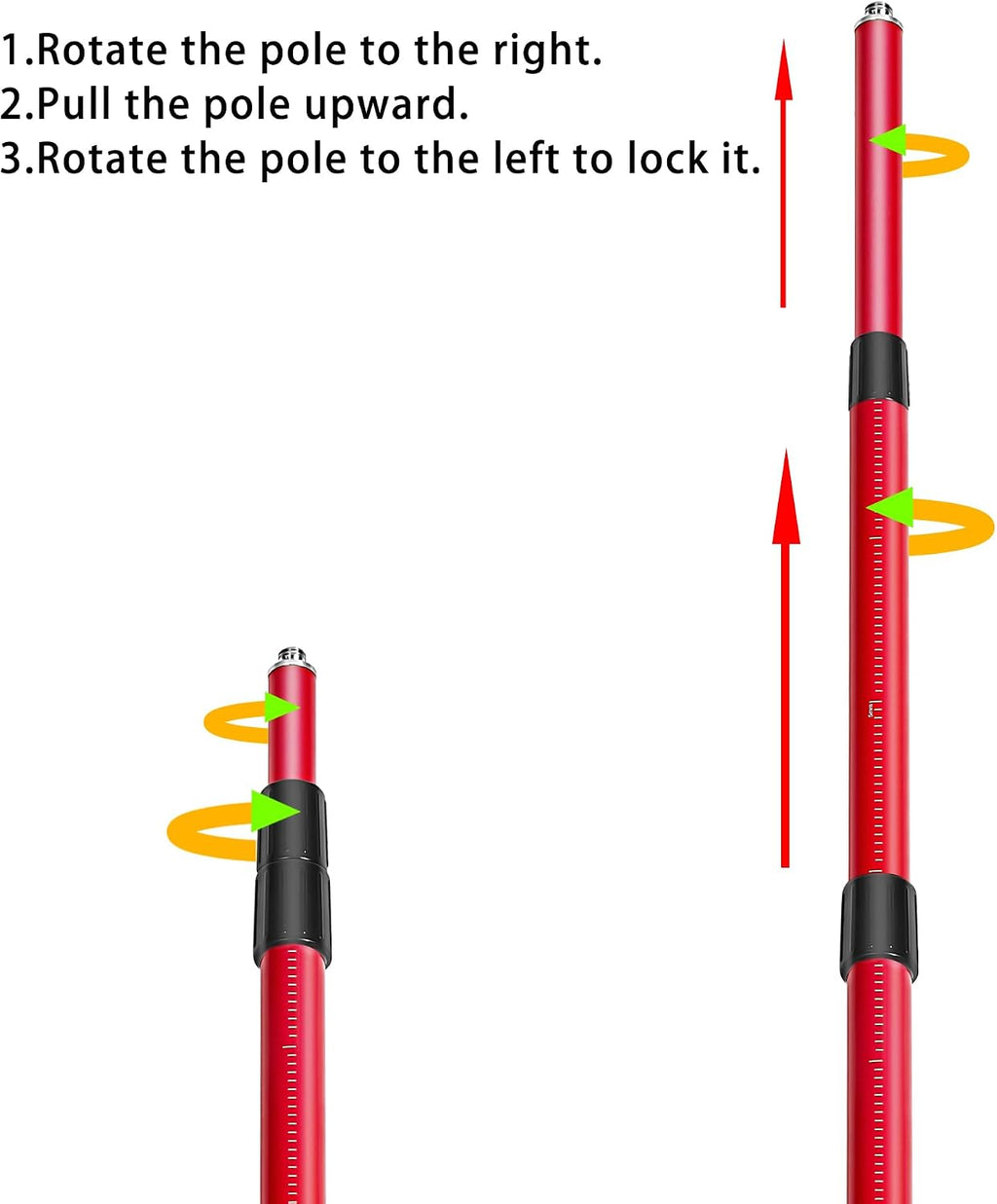 Laser Level Pole with Multi-function Fine-tuning Pan-Tilt Head，13.12Ft./4M With 5/8&1/4 interface screws (6.25