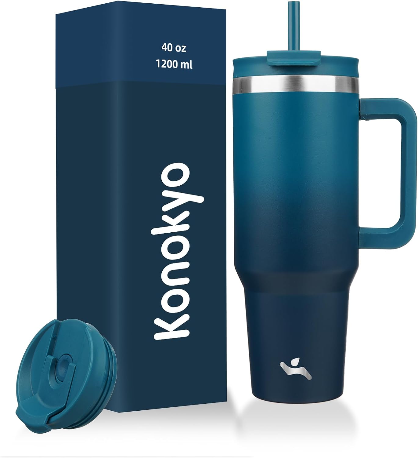 40 oz Insulated Tumbler Water Bottle with Handle, Straw Lid | BPA-free and dishwasher safe; made for gym, travel