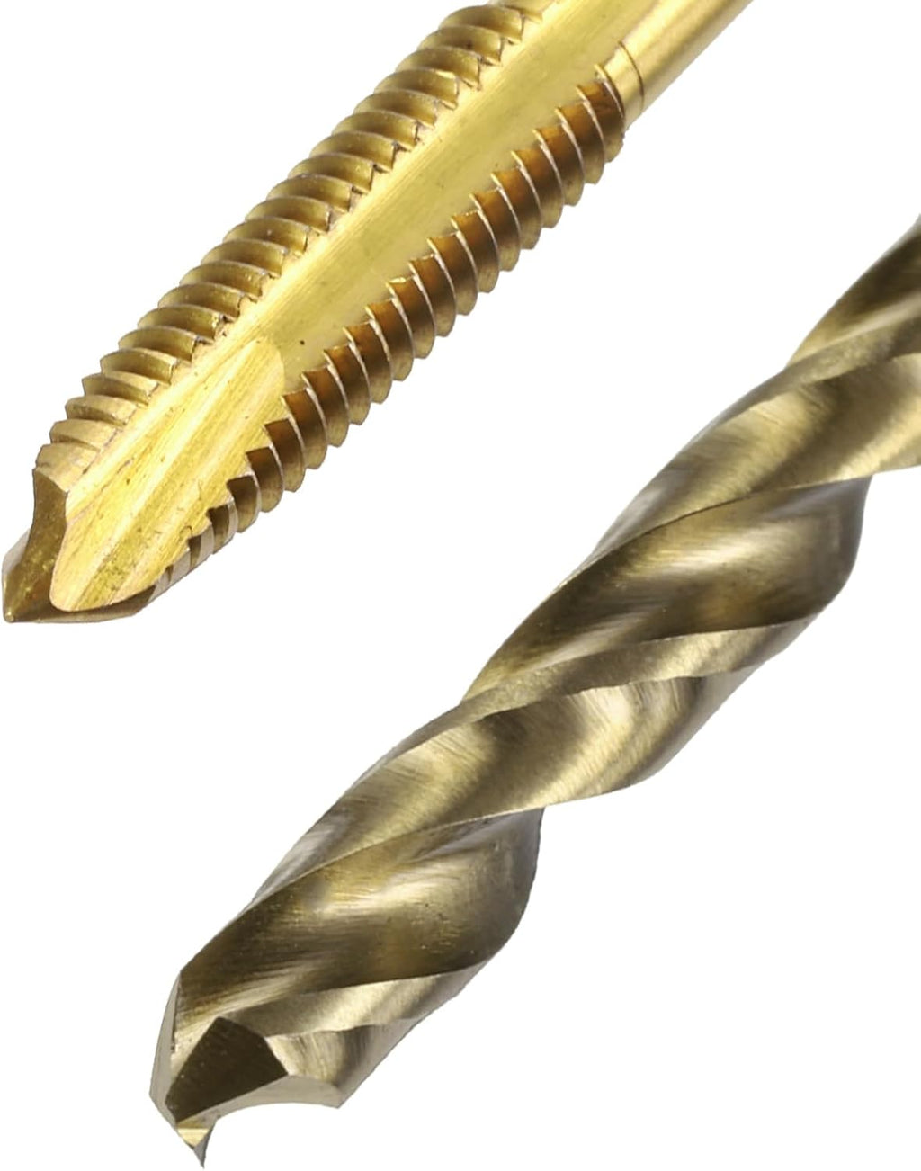 uxcell Metric Tap & Drill Bit Set, 2pcs M5 x 0.8 Spiral Point Thread Taps Titanium Coated and 2pcs 4.2mm Twist Drill Bits Roasted Yellow, Screw Tapping Threading Tools