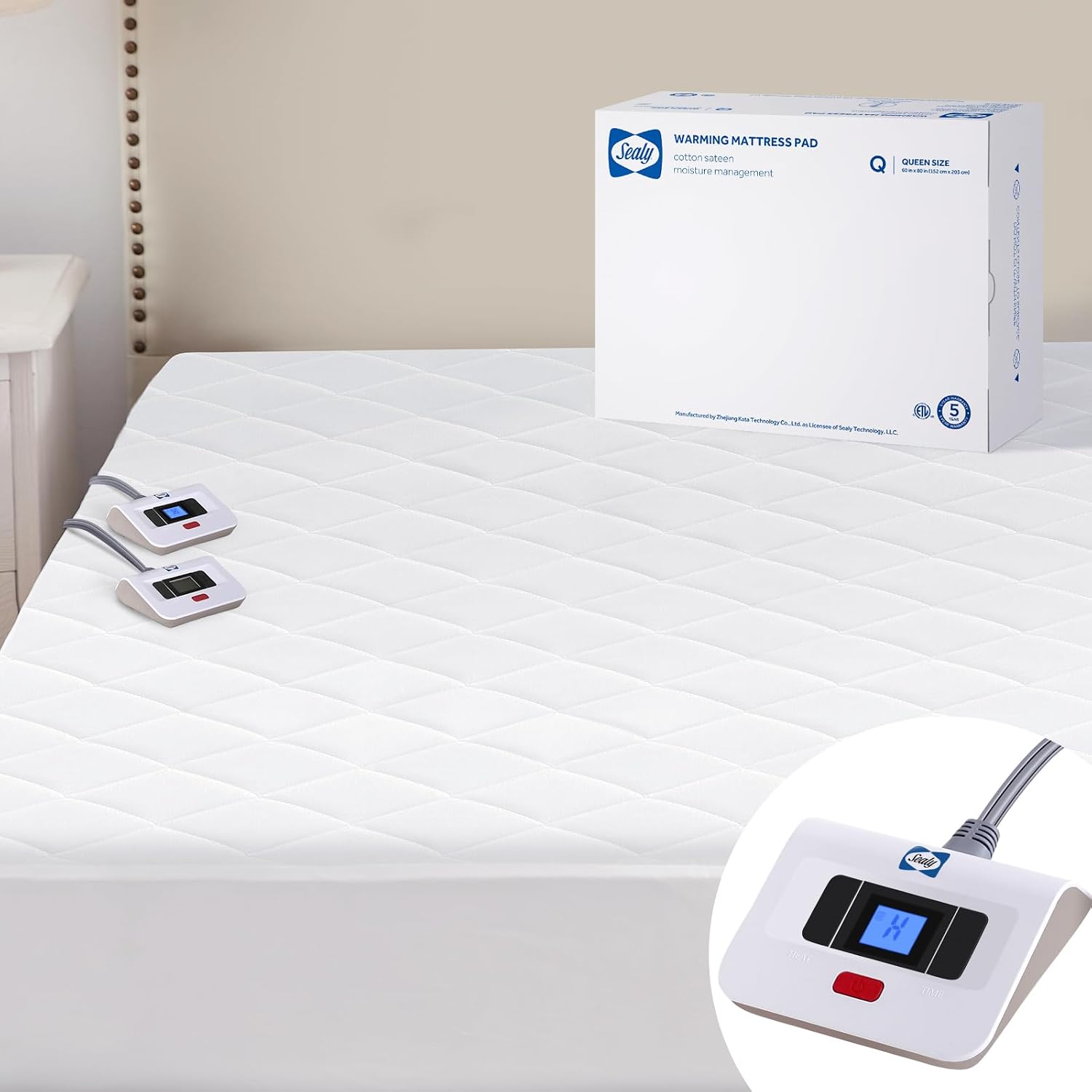 Heated Mattress Pad Queen Size Dual Control 10 Heat Levels, 60"x80" | Electric Mattress Pad Queen Quilted Cotton