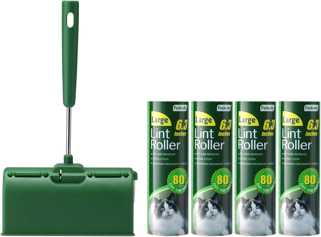 Large Lint Rollers Pet Hair Extra Sticky Furniture,Cat Dog Hair Remover Laundry Clothes Carpet,6.3 inches Wider with