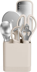 7-Piece Modular Gadget Set, Grater, Pizza Cutter, Ice Cream Scoop, Peeler, Shears, Bottle Opener, Crock with
