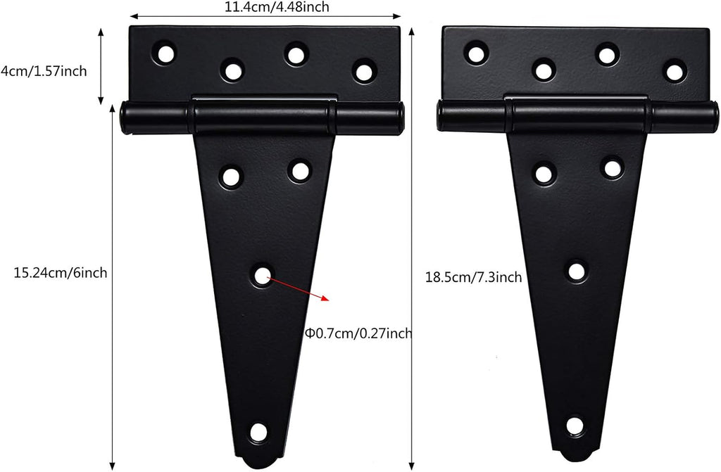 Heavy Duty Gate Hardware Kit,with Self Locking Gate Latch,2 PCS 6inch T-Hinges,1 PC 6.5inch Gate Handle