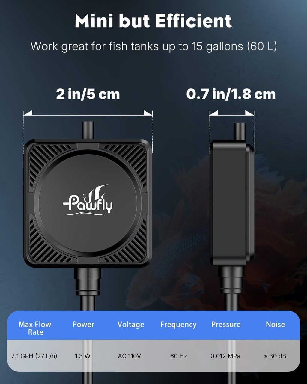 Nano Silent Aquarium Air Pump, Mini Bubbler with Accessories, 1.3 W Portable Oxygen Aerator for 1-15 Gallon Fish